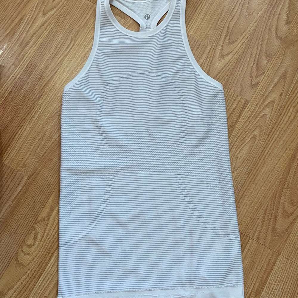 Lululemon White & Gray Racerback Athletic Tank